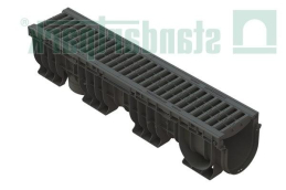 Лоток водоотводный пластиковый PolyMax Basic DN150 h217 с решеткой пластиковой ячеистой кл. В125 (комплект) - Стандартпарк1