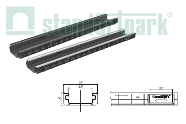 Лоток пластиковый DN 100 H 55