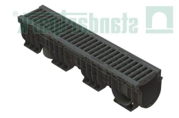 Лоток водоотводный пластиковый PolyMax Basic DN150 h217 с решеткой пластиковой ячеистой кл. А15 (комплект) - Стандартпарк, рис. 1