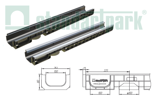 Лоток пластиковый DN 100 H 80