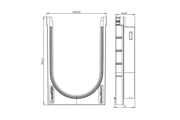 Купить Переходник PolyMax пластиковый для лотков водоотводных пластиковых 8040-М/8080-М по выгодной цене Переходник PolyMax пластиковый для лотков водоотводных пластиковых 8040-М/8080-М, рис. 2