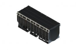 Лоток пластиковый PolyMax Drive DN300 H410 с щелевой чугунной решеткой D400 (к-т)1