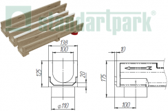 Лоток полимербетонный DN 100 H 125 Лоток полимербетонный DN 100 H 125