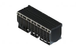Лоток пластиковый PolyMax Drive DN300 H410 с чугунной решеткой "шина" E600 (к-т)1