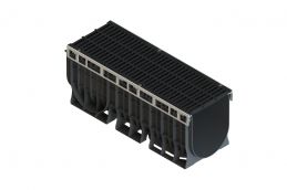 Лоток пластиковый PolyMax Drive DN300 H410 с щелевой чугунной решеткой C250 (к-т)1