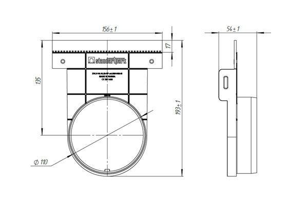 Заглушка с выпуском пластиковая для лотков водоотводных пластиковых 8040-М/80401-М, рис. 2