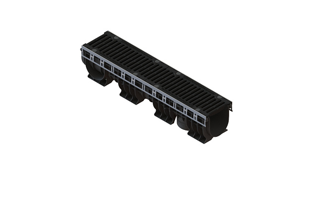 Лоток водоотводный пластиковый PolyMax Drive DN150 h216 с решеткой щелевой чугунной ВЧ кл.D400 (к-т), рис. 2