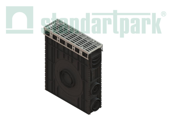 Пескоуловитель пластиковый PolyMax Drive DN100 H600 с решеткой ячеистой ОС кл. А15 (к-т) - Стандартпарк, рис. 1