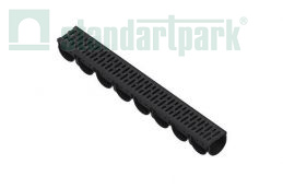 Купить Лоток водоотводный S’park 3 пластиковый DN100 h100 с решеткой щелевой пластиковой кл. А15 (комплект) по выгодной цене Лоток водоотводный S’park 3 пластиковый DN100 h100 с решеткой щелевой пластиковой кл. А15 (комплект) - Стандартпарк1