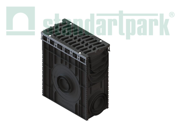 Пескоуловитель сборный PolyMax Drive пластиковый с решеткой "шина" чугунной кл. E600 (к-т) 0858007355 - Стандартпарк, рис. 1