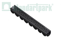 Купить Лоток водоотводный S’park 3 пластиковый DN100 h100 с решеткой щелевой чугунной кл. А15 (комплект) по выгодной цене Лоток водоотводный S’park 3 пластиковый DN100 h100 с решеткой щелевой чугунной кл. А15 (комплект) - Стандартпарк1