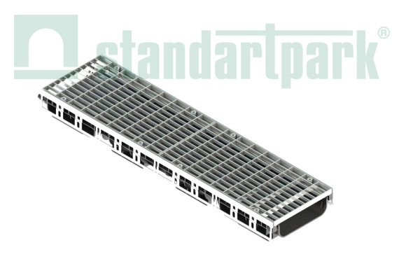 Лоток пластиковый PolyMax Drive DN200 h80 с решеткой ячеистой ОС кл.А15 (к-т) - Стандартпарк, рис. 1