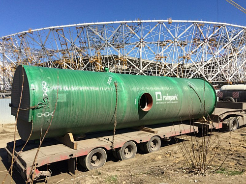 Транспортировка резервуаров ЛОС от Rainpark к месту установки на Волгоград Арене ЧМ 2018
