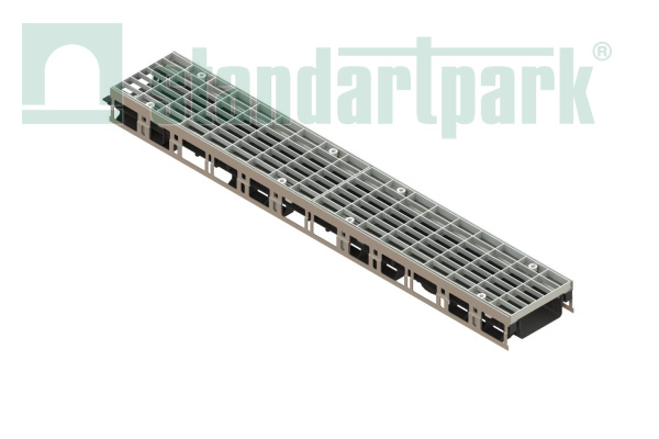 Лоток водоотводный PolyMax Drive DN100 h60 пластиковый с решеткой ячеистой ОС кл.А (комплект) - Стандартпарк, рис. 1