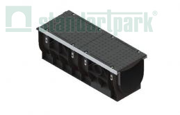 Лоток водоотводный PolyMax DN300 пластиковый с крышкой чугунной кл. E (к-т)  0874095 - Стандартпарк1