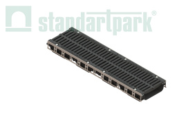 Лоток водоотводный пластиковый PolyMax Drive DN200 h97 с решеткой щелевой чугунной ВЧ кл.D400 (к-т), рис. 1