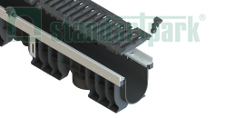 Лоток водоотводный PolyMax Drive DN100 h96 пластиковый с решеткой щелевой чугунной ВЧ кл.D (комплект), рис. 3