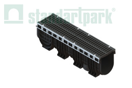 Лоток водоотводный пластиковый PolyMax Drive DN200 h317 с решеткой щелевой чугунной ВЧ кл.D400 (к-т), рис. 1