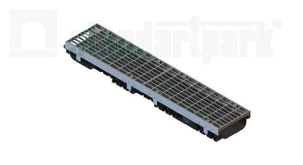 Лоток водоотводный пластиковый PolyMax Drive DN150 h80 с решеткой ячеистой ОС кл.А15 (к-т) - Стандартпарк, рис. 1