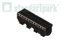 Лоток водоотводный пластиковый PolyMax Drive DN200 h317 с решеткой щелевой чугунной ВЧ кл.С250 (к-т), рис. 1