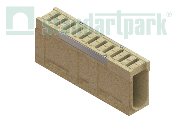 Блок монолитный водоотводный CompoMax полимербетонный ревизионный к ПУ с решеткой полимербетонной DN150 h41 кл.С (комплект) - Standartparkчспмчв, рис. 1