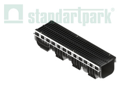 Лоток водоотводный пластиковый PolyMax Drive DN200 h217 с решеткой щелевой чугунной ВЧ кл.С250 (к-т), рис. 1