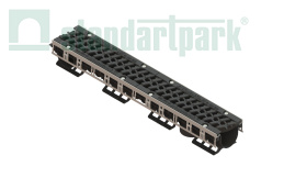 Лоток водоотводный  PolyMax Drive DN100 h136 пластиковый с решеткой щелевой чугунной ВЧ кл. Е (комплект)1