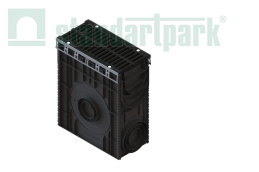 Пескоуловитель PolyMax Drive DN200 h616 пластиковый с решеткой щелевой чугунной кл.D400 (к-т), рис. 1