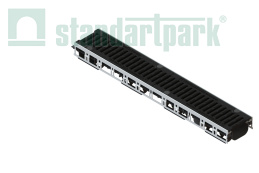 Лоток водоотводный PolyMax Drive DN100 h96 пластиковый с решеткой щелевой чугунной ВЧ кл.D (комплект), рис. 2