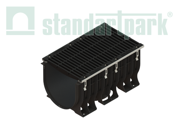 Лоток PolyMax пластиковый с решеткой щелевой чугунной ВЧ кл. Е600 (к-т) 0890005 - Стандартпарк, рис. 1
