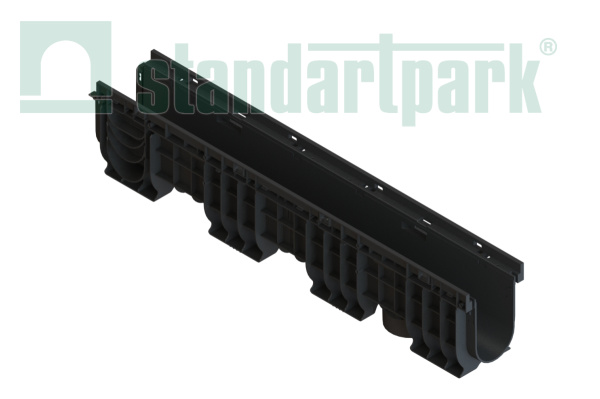 Лоток водоотводный пластиковый PolyMax Basic DN100 h215 высокий борт - Standartparkчспмчв, рис. 1