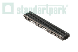 Лоток водоотводный PolyMax Drive DN100 h96 пластиковый с решеткой щелевой чугунной ВЧ кл. Е (комплект)1