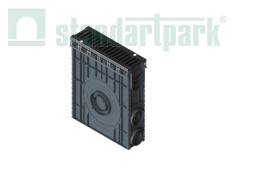 Пескоуловитель PolyMax Drive DN100 h614 на защелках с решеткой щелевой из высокопрочного чугуна кл.D400 (к-т), рис. 1