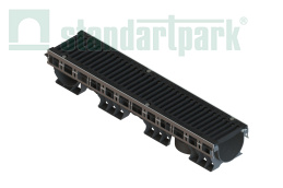 Лоток водоотводный пластиковый PolyMax Drive DN150 h166 с решеткой щелевой чугунной ВЧ кл.С250 (к-т), рис. 1