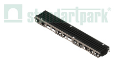 Лоток водоотводный PolyMax Drive DN100 h96 пластиковый с решеткой щелевой чугунной ВЧ кл.D (комплект), рис. 1