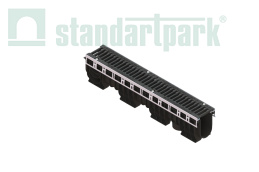 Лоток водоотводный PolyMax Drive DN100 h216 пластиковый с решеткой щелевой чугунной ВЧ кл.С (комплект)1