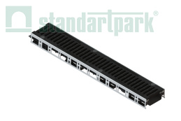 Лоток водоотводный PolyMax Drive DN100 h76 пластиковый с решеткой щелевой чугунной ВЧ кл. D (комплект), рис. 2