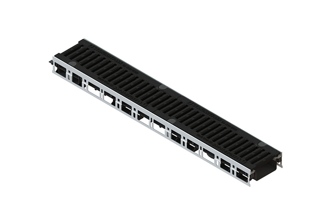 Лоток водоотводный PolyMax Drive DN100 h76 пластиковый с решеткой щелевой чугунной ВЧ кл. D (комплект), рис. 2