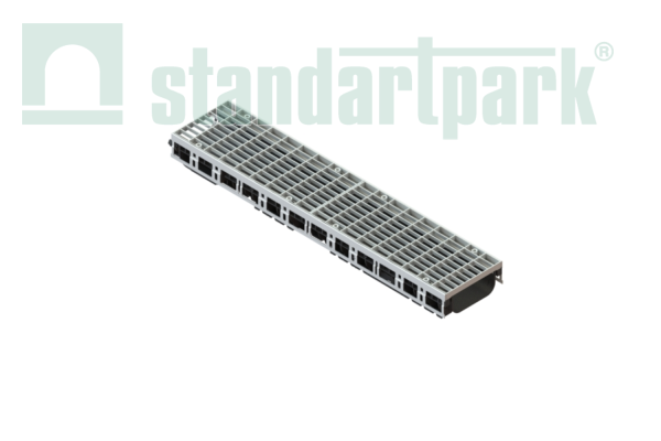 Лоток водоотводный пластиковый PolyMax Drive DN150 h80 с решеткой ячеистой ОС кл.А15 (к-т) - Стандартпарк, рис. 1
