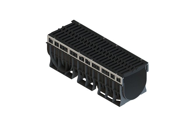 Лоток пластиковый PolyMax Drive DN300 H360 с чугунной решеткой "шина" E600 (к-т) - Стандартпарк, рис. 1