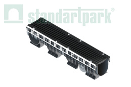 Лоток водоотводный пластиковый PolyMax Drive DN150 h216 с решеткой щелевой чугунной ВЧ кл.D400 (к-т), рис. 1