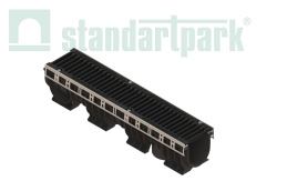 Лоток водоотводный пластиковый PolyMax Drive DN150 h216 с решеткой щелевой чугунной ВЧ кл.С250 (к-т), рис. 1