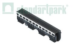 Лоток водоотводный PolyMax Drive DN100 h216 пластиковый с решеткой щелевой чугунной ВЧ кл.D (комплект), рис. 2