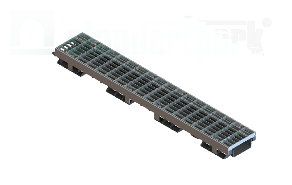 Лоток водоотводный PolyMax Drive DN100 h60 пластиковый с решеткой ячеистой ОС кл.А (комплект) - Стандартпарк, рис. 1