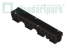 Лоток водоотводный PolyMax Drive DN100 h170 пластиковый с решеткой щелевой чугунной ВЧ кл.С (комплект)1