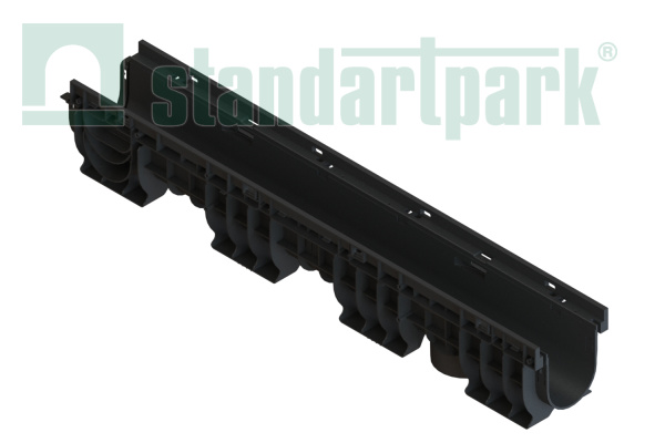 Лоток водоотводный пластиковый PolyMax Basic DN100 h170 высокий борт - Standartparkчспмчв, рис. 1