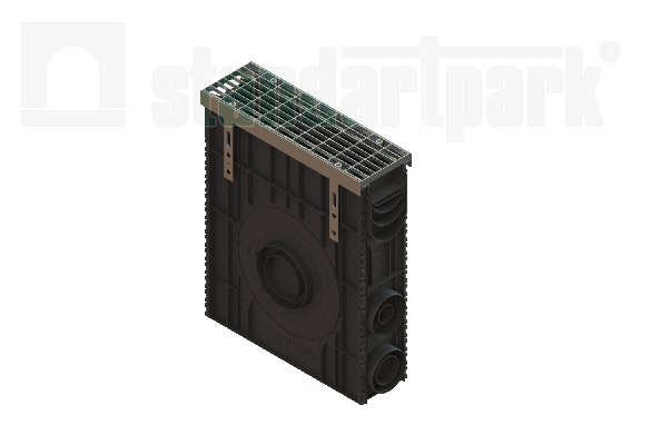 Пескоуловитель пластиковый PolyMax Drive DN100 H600 с решеткой ячеистой ОС кл. А15 (к-т) - Стандартпарк, рис. 1
