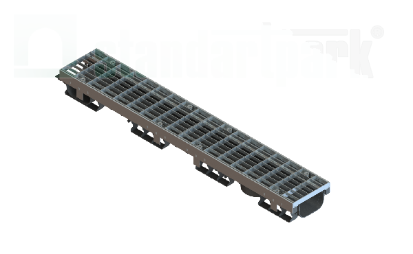 Лоток водоотводный PolyMax Drive DN100 h80 пластиковый с решеткой ячеистой ОС кл.А (комплект) - Стандартпарк, рис. 1
